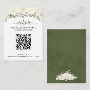 Cartão De Informações Código QR do Site de Casamento Rustic White Roses