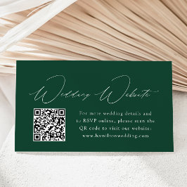 Cartão De Informações Código QR do Site de Casamento Verde Elegância Mod