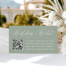 Cartão De Informações Código QR do Site de Casamento Verde Salvia Modern