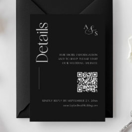 Cartão De Informações Código QR do Site de Detalhes do Casamento Monogra