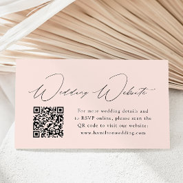 Cartão De Informações Código QR do Site de Noiva Elegância Moderna Blush