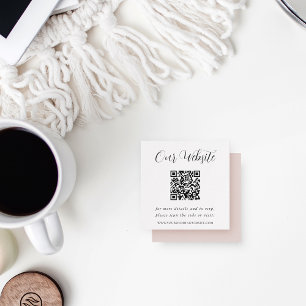 Cartão De Informações Código QR do Site de Noivado com Caligrafia Elegan
