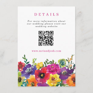Cartão De Informações Código QR do Site de Noivas Flores da Festa Colori