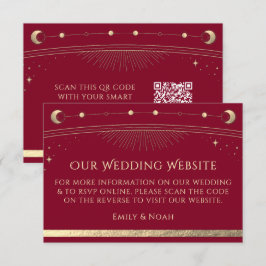 Cartão De Informações Código QR do Site de RSVP de Casamento Celestial B