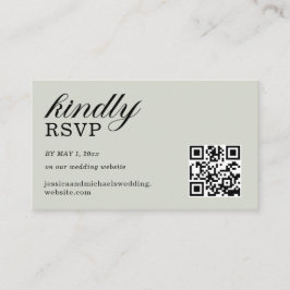Cartão De Informações Código QR do Site de RSVP Verde Sage Elegante