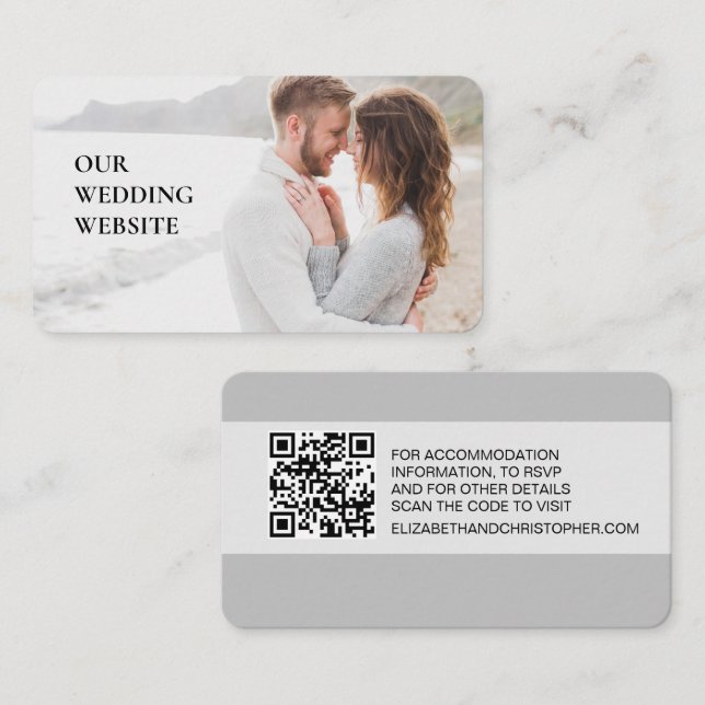 Cartão De Informações Código QR do site do nosso casamento, foto persona (Frente/Verso)