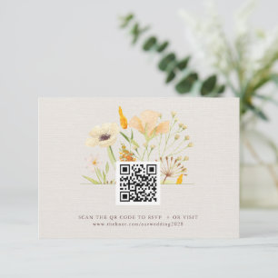 Cartão De Informações Código QR do Site RSVP de Casamento de Flores Selv
