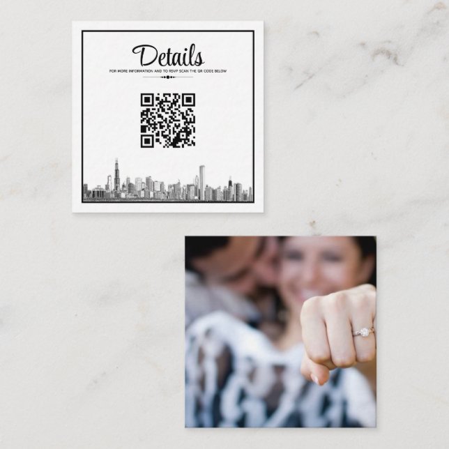 Cartão De Informações Código QR do Skyline Chicago (Frente/Verso)