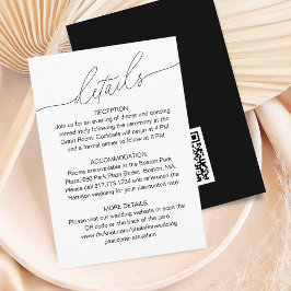 Cartão De Informações Código QR dos Detalhes do Casamento de Script Eleg