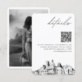 Cartão De Informações Código QR dos Detalhes Modernos do Casamento de Bo