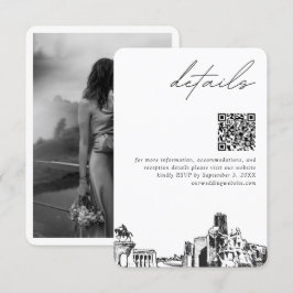 Cartão De Informações Código QR dos Detalhes Modernos do Casamento de Ho