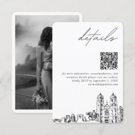 Cartão De Informações Código QR dos Detalhes Modernos do Casamento de Ne