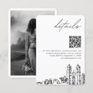 Cartão De Informações Código QR dos Detalhes Modernos do Casamento de Ne