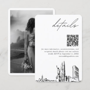 Cartão De Informações Código QR dos Detalhes Modernos do Casamento de No