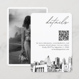 Cartão De Informações Código QR dos Detalhes Modernos do Casamento de Om