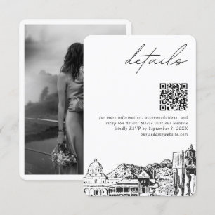 Cartão De Informações Código QR dos Detalhes Modernos do Casamento de Tu