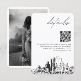 Cartão De Informações Código QR dos Detalhes Modernos do Casamento Phoen