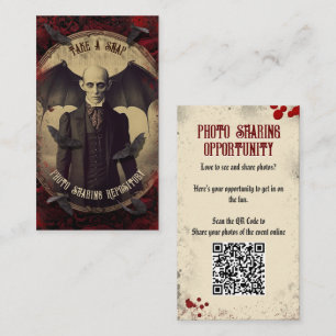 Cartão De Informações Código QR Drácula de Vintage com compartilhamento