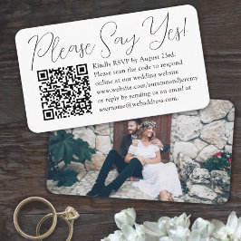 Cartão De Informações Código QR e Foto de RSVP de Casamento Online Diga 