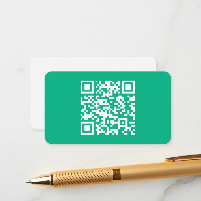 Cartão De Informações Código QR editável Gera seu próprio | Teal Green (Frente/Verso In Situ)