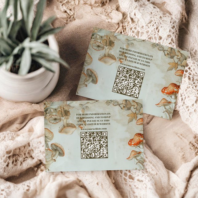 Cartão De Informações Código QR Elegante Cogumelo Samambaia da Floresta  (Criador carregado)