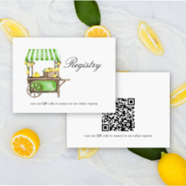 Cartão De Informações Código QR elegante de limão para chá de noiva para
