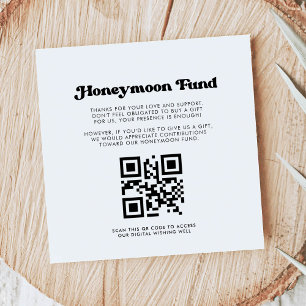Cartão De Informações Código QR elegante e retrô preto e branco para fun