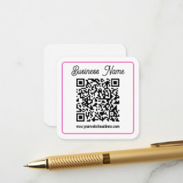 Cartão De Informações Código QR escaneável com escrita cursiva