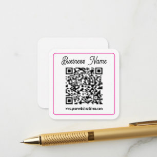 Cartão De Informações Código QR escaneável com escrita cursiva