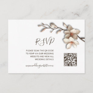 Cartão De Informações Código QR Flor de Magnólia 3D RSVP
