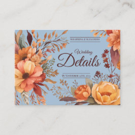 Cartão De Informações Código QR Floral de Outono Orçamento Detalhes do C