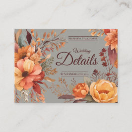 Cartão De Informações Código QR Floral de Outono Orçamento Detalhes do C