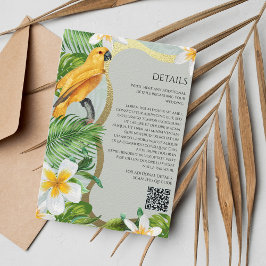 Cartão De Informações Código QR Floral de Papagaio Luau da Floresta Trop