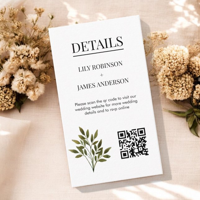 Cartão De Informações Código QR Floral Elegante Amarelo-Manteiga (Criador carregado)