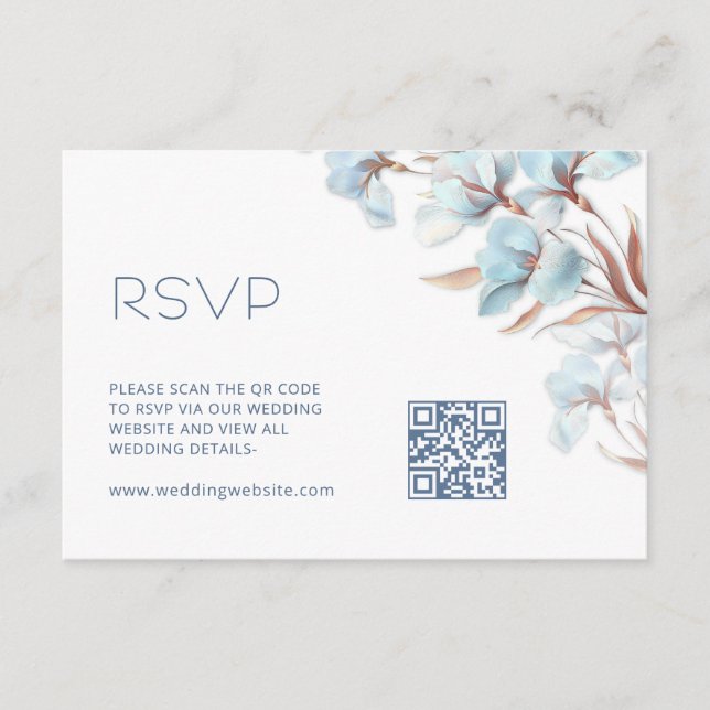 Cartão De Informações Código QR | Floral Turquesa (Frente)