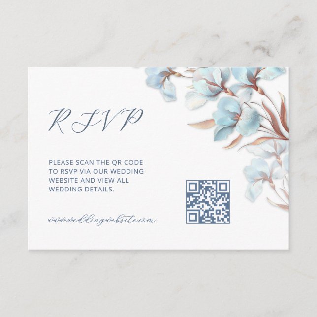 Cartão De Informações Código QR | Floral Turquesa (Frente)