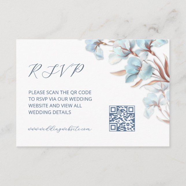 Cartão De Informações Código QR | Floral Turquesa (Frente)