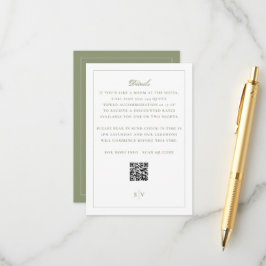 Cartão De Informações Código QR Formal de Casamento Verde Musgo