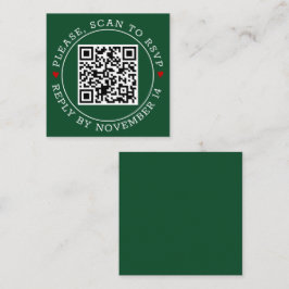 Cartão De Informações Código QR fronteira RSVP, casamento verde esmerald