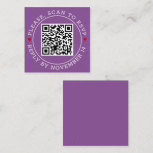 Cartão De Informações Código QR: fronteira RSVP e casamento roxo