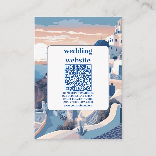 Cartão De Informações Código QR Grécia de destino Casamento Santorini (Frente)