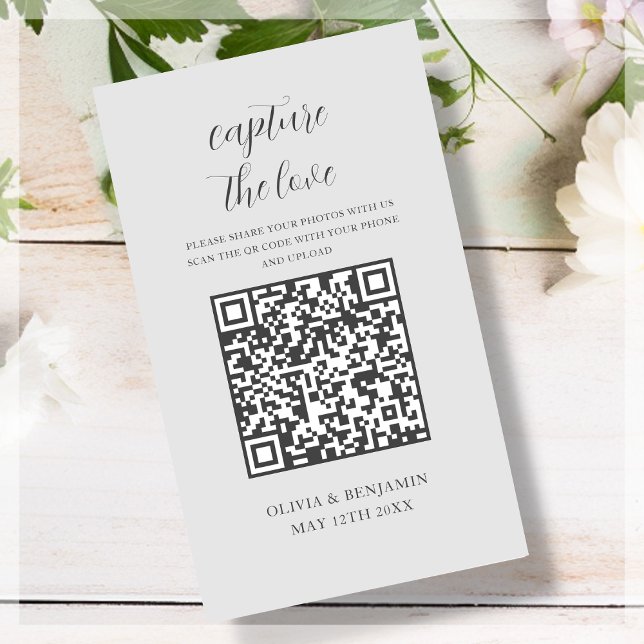 Cartão De Informações Código QR Grey | Capture The Love (Criador carregado)