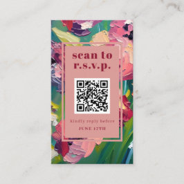 Cartão De Informações Código QR Groovy Deco Painting RSVP