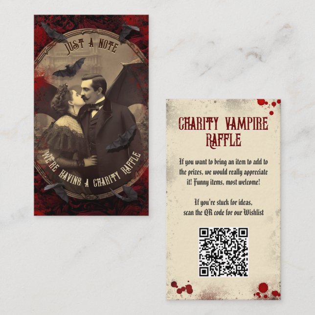 Cartão De Informações Código QR Halloween Raffle Gótica Vampiro Romântic (Frente/Verso)