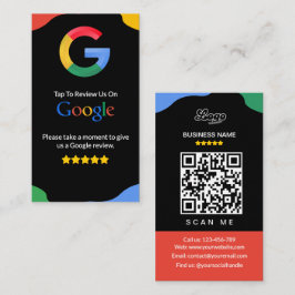 Cartão De Informações Código QR Link Black Google Review