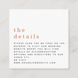Cartão De Informações Código QR MINI Detalhes do Casamento de Terracota