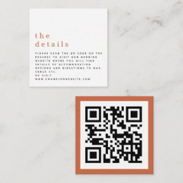 Cartão De Informações Código QR MINI Detalhes do Casamento de Terracota