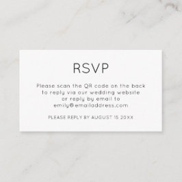 Cartão De Informações Código QR Minimalista Preto e Branco RSVP de Casam
