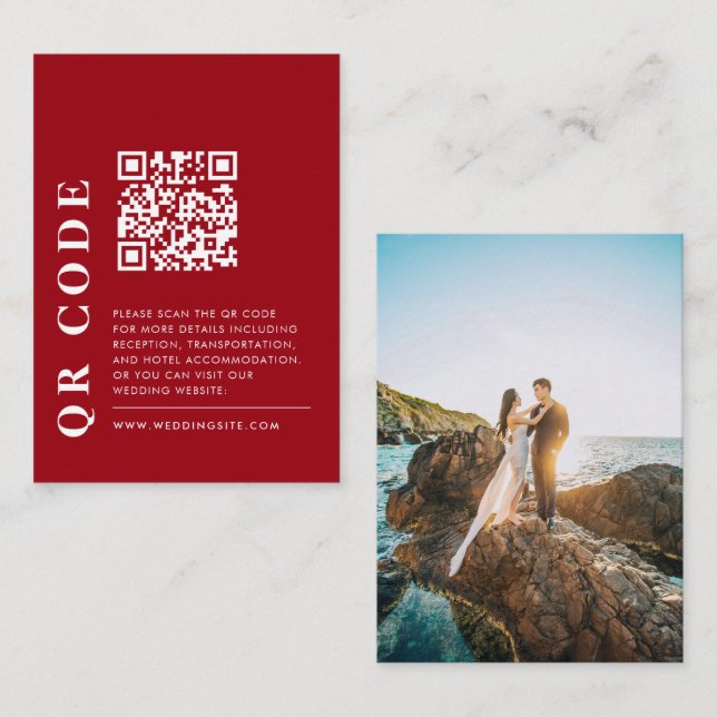 Cartão De Informações Código QR mínimo - Foto dos detalhes do casamento  (Frente/Verso)