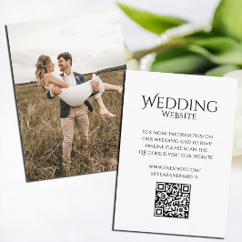 Cartão De Informações Código QR Mínimo Simples Monograma de Casamento Cl